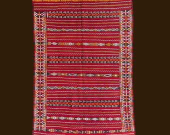 Authentic Berber Rug – Red Stripe Geometric Patter, Rug for Small Spaces