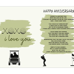 Carte d'anniversaire pour le mari golfeur - Carte de voeux en téléchargement numérique avec poème de golf, carte de voeux imprimable
