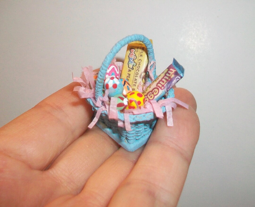 Easter Basket in Blue 1:12 Scale - Etsy
