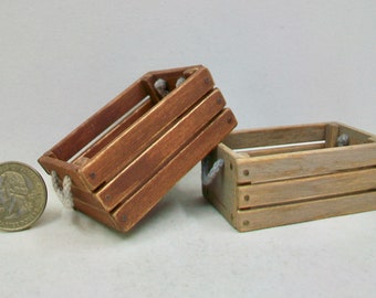 Pair of Crates - rope handles  1:12 scale