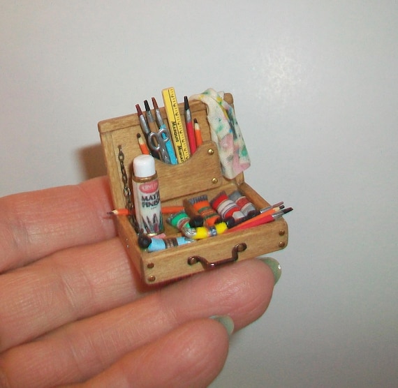 Dollhouse Painting Supplies Miniature Studio Paintbox Art Studio Pain Box 1:12