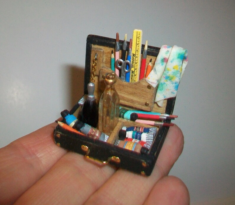 Dollhouse Painting Supplies Miniature Studio Paintbox Art Studio Pain Box 1:12