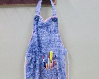 Mini Artist Apron - denim  1:12 scale