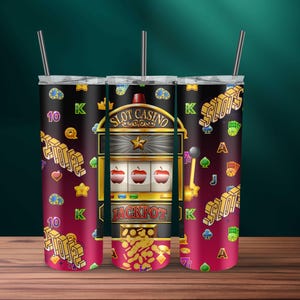 Casino Slots 20oz Tumbler Sublimation, casino games PNG, slot machines PNG. Jackpot Winners PNG, Instant Digital Download