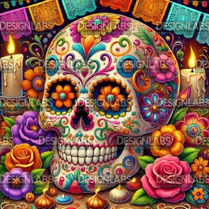 Feier das Leben mit Kunst! Exklusive Day of the Dead ClipArt PNG Sammlung 4080 X4080 px 300 DPI