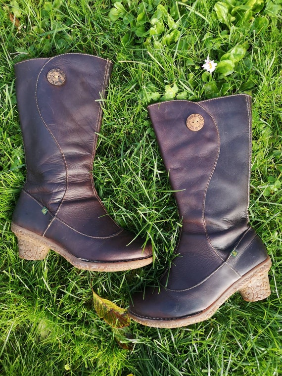 El Naturalista, Quality Pure Leather Vintage Boots, Dark Brown, Autumn Winter, EU size 37, Designer Booties, Top Eco Brand, Nomad Heel Shoes