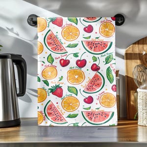 Watercolor Subtle F*ck Trump Kitchen Towel, Summer Fruit Tea Towel, FDT, 4687, Anti Trump Towel, Democrat Gift