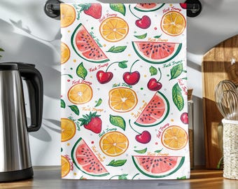 Watercolor Subtle F*ck Trump Kitchen Towel, Summer Fruit Tea Towel, FDT, 4687, Anti Trump Towel, Democrat Gift