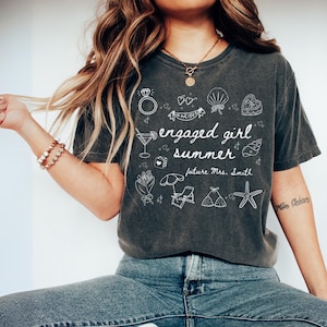 Personalized Engaged Girl Summer Comfort Colors Shirt, Future Mrs T-shirt for Bride To Be, Wedding Engagement Gift for Fiancee, Bach Beach