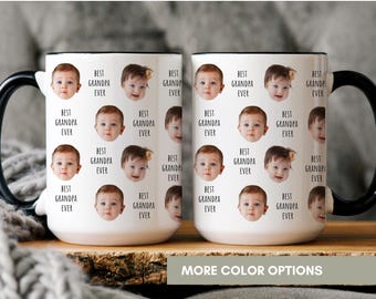 Personalized Baby Face Grandpa Mug, Custom Kids Photo Mug For Father&#39;s Day 2025, Grandpa Birthday, GrandFather Mug with Grandkids Pictures