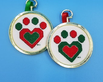 Weihnachtspfote Kreuzstich Ornament