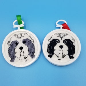 Bearded Collie Cross Stitch Ornament
