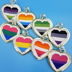 Pride Heart Cross Stitch Ornaments - Love