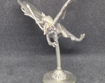 Figura vintage de dragón rojo de Ral Partha (peltre): Krynn Collectible, 1987