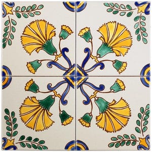 Mediterranean Tiles, Hand Painted Tiles, Moroccan Backsplash, Kitchen Tiles, Artisan Tiles, Spanish Tiles, Decorated Tiles, Border Tiles