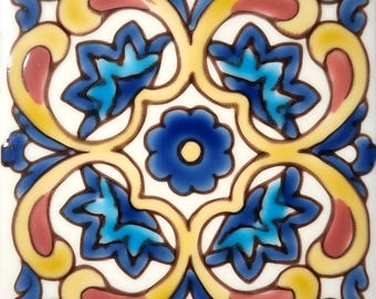 Hand Painted Mediterranean Riviera Ceramic Tile - Marseille MT006