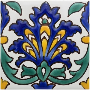 Hand Painted Mediterranean Gold Ceramic Tile - Andalusia MT001