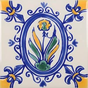Hand Painted Mediterranean Ceramic Tile - Iris MT019