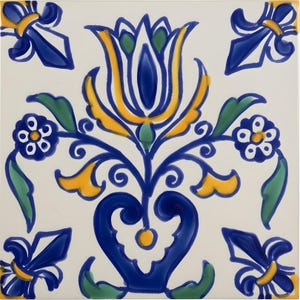 Azulejo de cerámica mediterránea pintado a mano - Tulip MT025