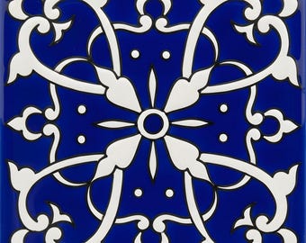 Ręcznie malowana śródziemnomorska płytka ceramiczna - Azur MT002