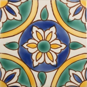 Hand Painted Mediterranean Ceramic Tile - Granada MT005