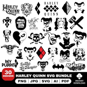 Paquete SVG de Harley Quinn / Novia del Joker Svg / Archivos de corte para Cricut y Silhouette / PNG, SVG, AI, PDF, JPG, descarga digital