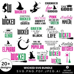 Wicked Movie Svg, Wicked Vintage embleem Svg, I Have Been Wicked Change For Good Svg, Wicked Png, Wicked Clipart, Instant Download.