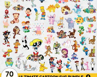 Cartoon Mix PNG SVG Bundle,Clipart Retro Designs,Cartoon Png,Svg,Printable Art,Trending Cricut,Cartoon Characters,Birthday Stickers,Cartoon