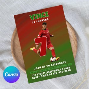 Cristiano Ronaldo Birthday Invitation Instant download/Soccer Party Digital Invite/CR7 Birthday Invite/Ronaldo Birthday, Man U Birthday