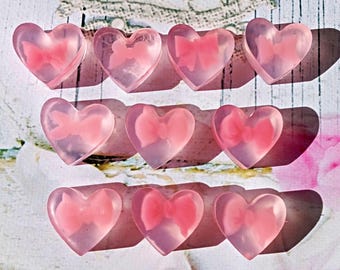 Mini-hjärttvålset, presenter till bröllopsgäster, quinceanera-gåvor, kokettrosetter till bruddusch, unikt rosa babyflickafestminne