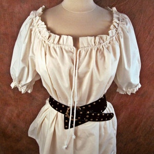 Cream Off-white Cotton or ANY Color Ruffle DRAWSTRING Renaissance ...