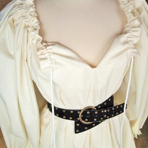 Off - White cotton (or ANY color!) Long-sleeved Drawstring ruffle shirt