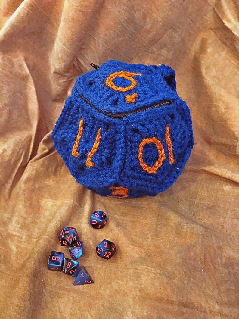 D12 crochet Dice Bag / Pouch Fully lined Blue and Etsy