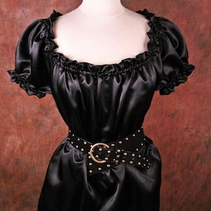Black (or ANY color) satin - Renaissance Medieval women's shirt -