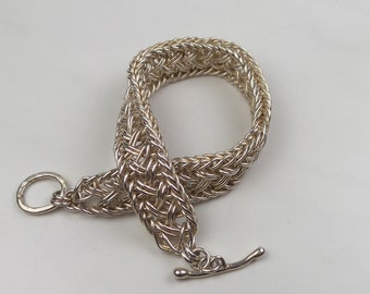Woven Bracelet, Sterling Silver, Thai Weave, Gift, Anniversary, Wedding