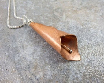 Cala Lilly Pendant in Copper, Necklace, sterling silver