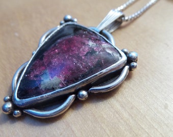 Glittering Galaxy Stone Pendant Necklace, Handmade, sterling silver