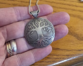 Tree of Life Etched Sterling Silver Necklace