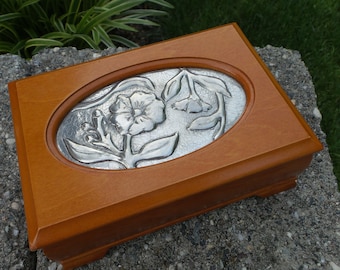 Pewter Flower Jewelry Box, one of a kind, gift, anniversary