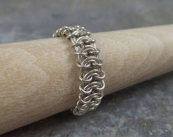 Chainmaille Ring in Sterling Silber, Kettenhemd
