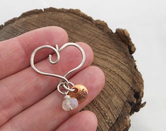 Charm Holder, heart, Interchangeable, Personalize, Sterling Silver, Gift, Wedding, Bride's Maid, Birthday, Anniversary