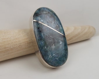 Blue Green Kyanite Inlay Pendant, Sterling Silver