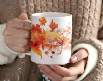 Fall Scene Pumpkin Mug,Thanksgiving Décor, Autumn Pumpkin Harvest Mug,Fall Lover Pumpkin Mug,Autumn Mug Gift,Fall Color Halloween Mug (11oz)