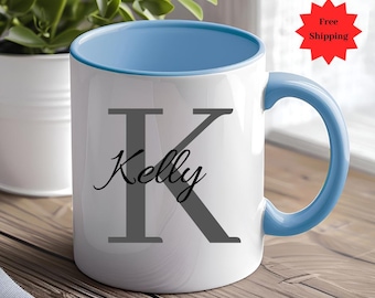 Monogram Name initial Mug, Custom Name Mug, Personalized name Mug, Christmas Gift, Birthday Gift, Custom Gift, Holiday Gift, Birthday gift