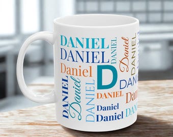 Repeating Name Mug, Custom Name Mug, Gift for Friend, Personalized Mug, Custom Gift, Office Mugs, Coworker Gifts, Personalized Coffee Mug