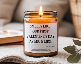 First valentine as Mr and Mrs Candle, First valentine Married, Valentine Gift for Newly Wed, Couple  vday Gift Mr and Mrs Gifts