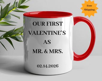 First valentine as Mr and Mrs Mug, First valentine Married, Valentine Gift for Newly Wed, Couple  valentine day Gift Mr and Mrs Gifts