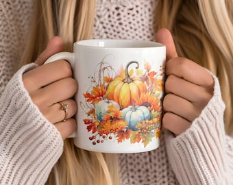 Mug citrouille d'automne, décoration familiale pour Thanksgiving, idée cadeau citrouille, tasse à thé citrouille épicée, tasse automne tasse citrouille épicée, cadeau tasse automne enseignant (11 oz)