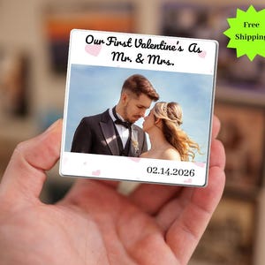 First valentine as Mr and Mrs Frdige Magnet, First valentine Married, Valentine Gift for Newly Wed, Couple  valentine  Gift Mr and Mrs Gifts