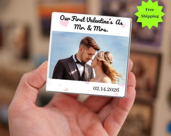First valentine as Mr and Mrs Frdige Magnet, First valentine Married, Valentine Gift for Newly Wed, Couple  valentine  Gift Mr and Mrs Gifts